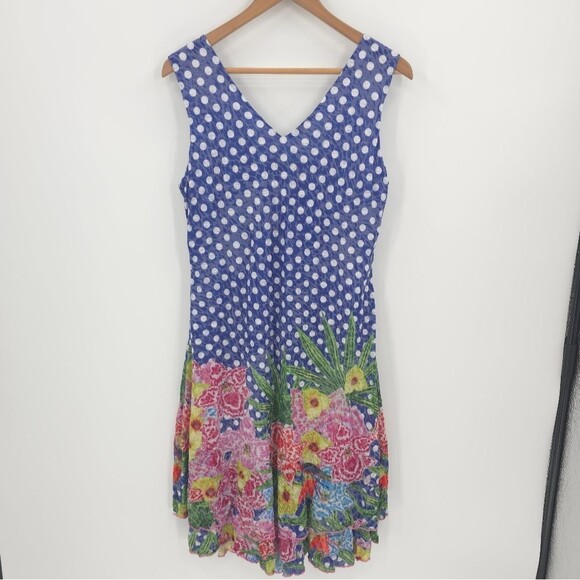 Carine Darcy Dress Summer Garden Floral Burnout Dress A-Line Burnout Polkadot - Picture 3 of 16